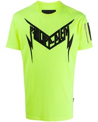 T-shirt à col rond imprimé chartreuse Philipp Plein