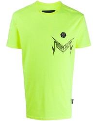 T-shirt à col rond imprimé chartreuse Philipp Plein