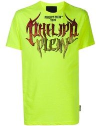 T-shirt à col rond imprimé chartreuse Philipp Plein