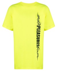 T-shirt à col rond imprimé chartreuse Pleasures