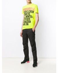 T-shirt à col rond imprimé chartreuse DSQUARED2