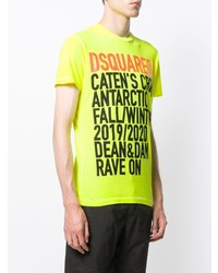 T-shirt à col rond imprimé chartreuse DSQUARED2