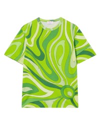 T-shirt à col rond imprimé chartreuse PUCCI