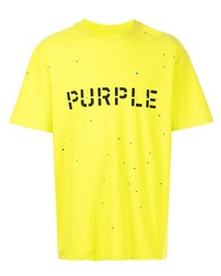T-shirt à col rond imprimé chartreuse purple brand