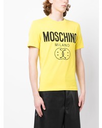 T-shirt à col rond imprimé chartreuse Moschino