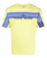 T-shirt à col rond imprimé chartreuse Stone Island