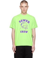 T-shirt à col rond imprimé chartreuse Stray Rats