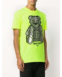 T-shirt à col rond imprimé chartreuse Philipp Plein