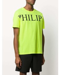 T-shirt à col rond imprimé chartreuse Philipp Plein