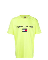T-shirt à col rond imprimé chartreuse Tommy Jeans