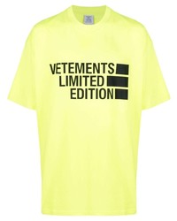 T-shirt à col rond imprimé chartreuse Vetements