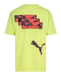 T-shirt à col rond imprimé chartreuse Puma