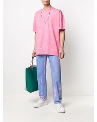 T-shirt à col rond imprimé fuchsia MSGM