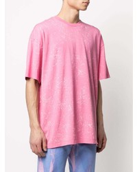 T-shirt à col rond imprimé fuchsia MSGM