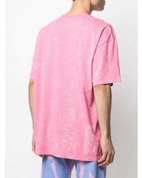 T-shirt à col rond imprimé fuchsia MSGM