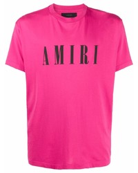 T-shirt à col rond imprimé fuchsia Amiri