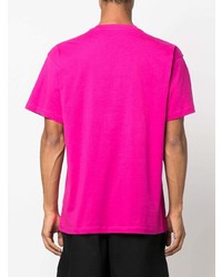 T-shirt à col rond imprimé fuchsia Moschino