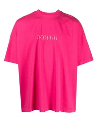 T-shirt à col rond imprimé fuchsia Bonsai