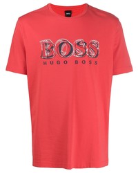 T-shirt à col rond imprimé fuchsia BOSS