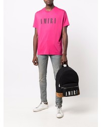 T-shirt à col rond imprimé fuchsia Amiri