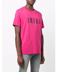 T-shirt à col rond imprimé fuchsia Amiri