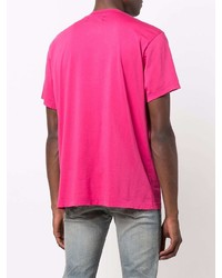 T-shirt à col rond imprimé fuchsia Amiri