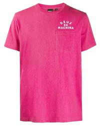 T-shirt à col rond imprimé fuchsia Deus Ex Machina