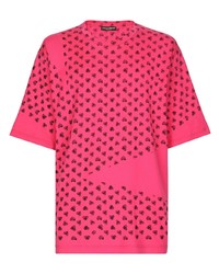 T-shirt à col rond imprimé fuchsia Dolce & Gabbana