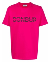 T-shirt à col rond imprimé fuchsia Dondup