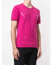 T-shirt à col rond imprimé fuchsia Moschino