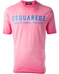 T-shirt à col rond imprimé fuchsia DSquared