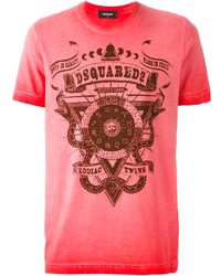 T-shirt à col rond imprimé fuchsia DSQUARED2