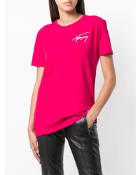 T-shirt à col rond imprimé fuchsia Tommy Jeans