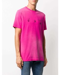 T-shirt à col rond imprimé fuchsia Off-White