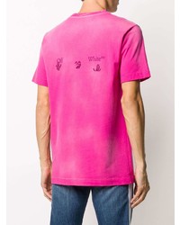 T-shirt à col rond imprimé fuchsia Off-White