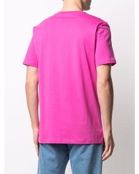 T-shirt à col rond imprimé fuchsia Moschino