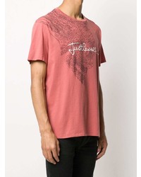 T-shirt à col rond imprimé fuchsia Just Cavalli