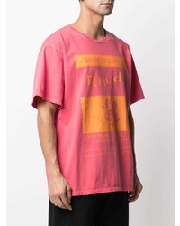 T-shirt à col rond imprimé fuchsia Rhude