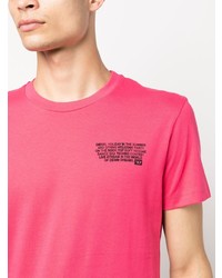 T-shirt à col rond imprimé fuchsia Diesel