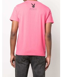 T-shirt à col rond imprimé fuchsia John Richmond