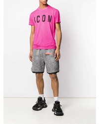 T-shirt à col rond imprimé fuchsia DSQUARED2