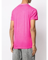 T-shirt à col rond imprimé fuchsia DSQUARED2