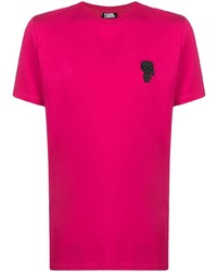 T-shirt à col rond imprimé fuchsia Karl Lagerfeld