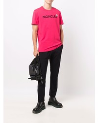 T-shirt à col rond imprimé fuchsia Moncler