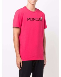 T-shirt à col rond imprimé fuchsia Moncler