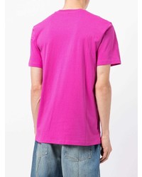 T-shirt à col rond imprimé fuchsia Moschino