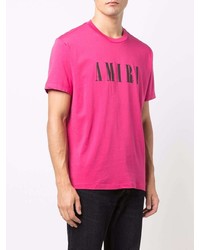 T-shirt à col rond imprimé fuchsia Amiri