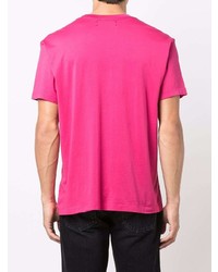 T-shirt à col rond imprimé fuchsia Amiri