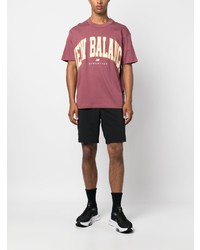 T-shirt à col rond imprimé fuchsia New Balance