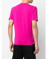 T-shirt à col rond imprimé fuchsia Moschino